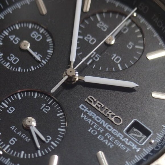 Seiko 7T32-6E40 JDM Chronograph Quartz Men's Watch Gray Dial Stainless Working - Picture 3 of 10